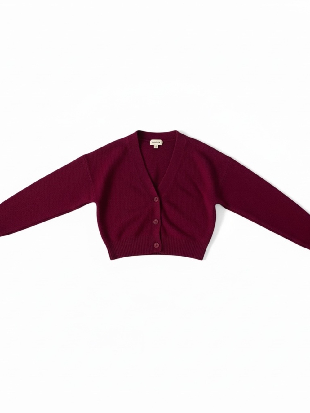 Cropped V-Neck Cardigan Sweater in Deep Berry